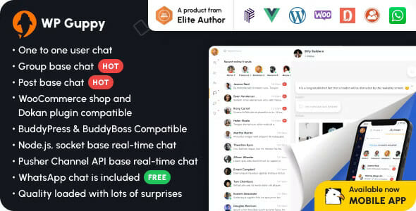 WP Guppy Pro – A live chat plugin for WordPress, WooCommerce and BuddyPress