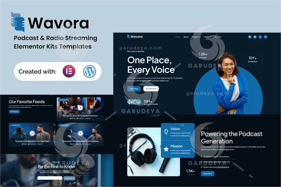 Wavora – Podcast & Radio Streaming Elementor Template Kit