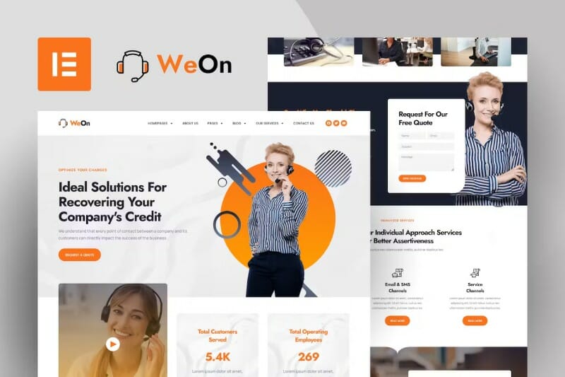 WeOn – Call Center & Telemarketing Elementor Template Kit