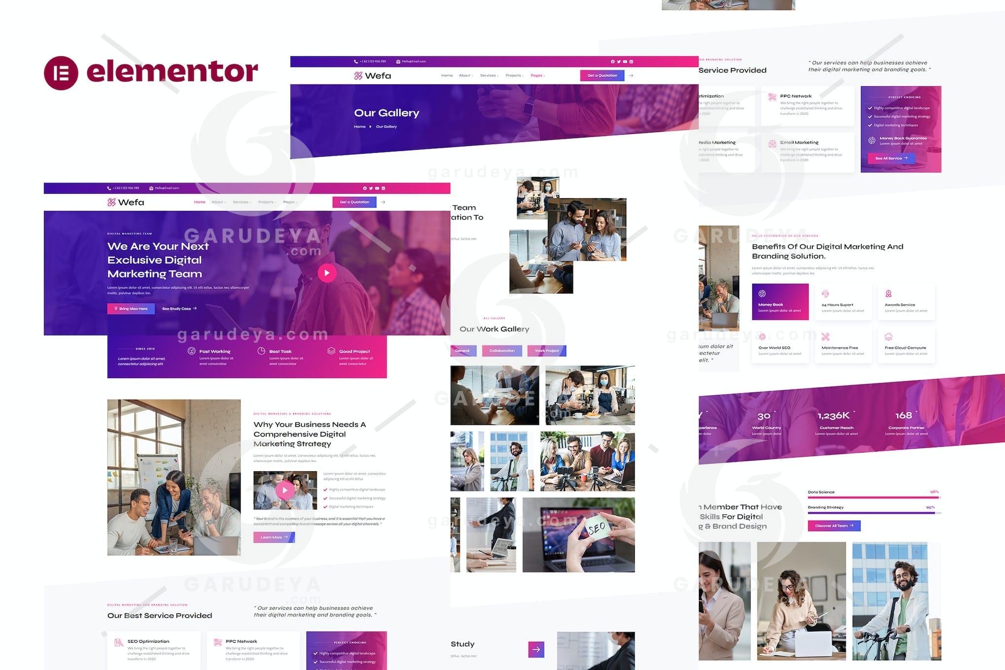 Wefa – Digital Marketing & Brand Design Agency Elementor Template Kit