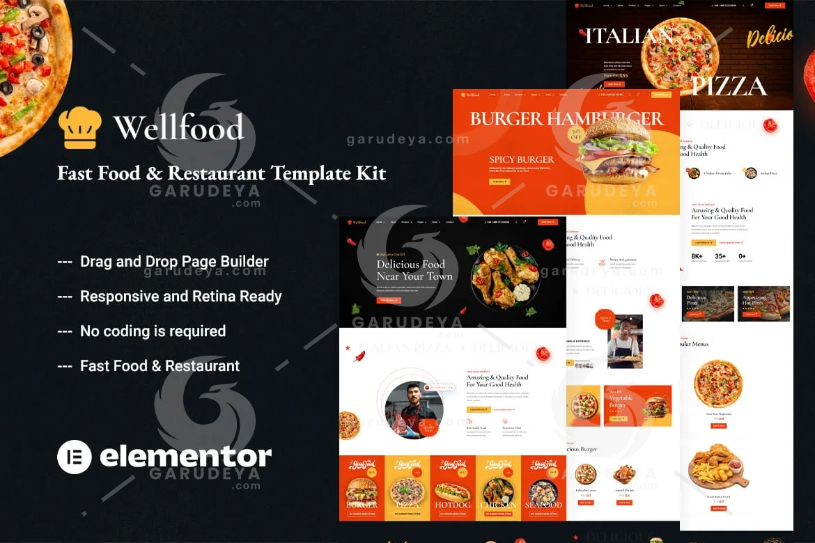 Wellfood – Fast Food & Restaurant Elementor Pro Template Kit