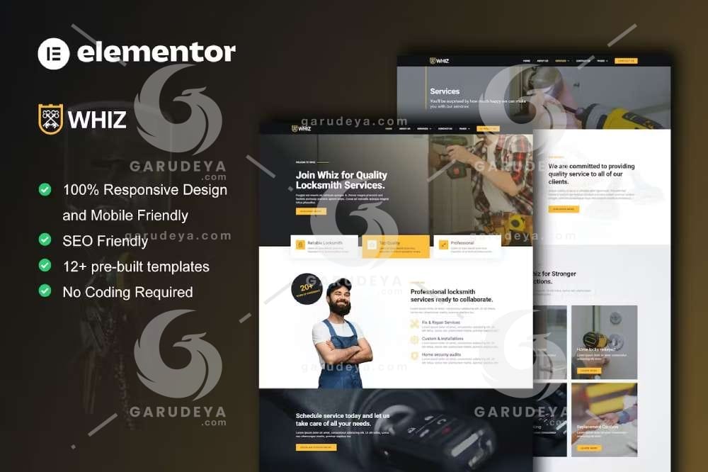 Whiz – Locksmith & Key Maker Services Elementor Pro Template Kit