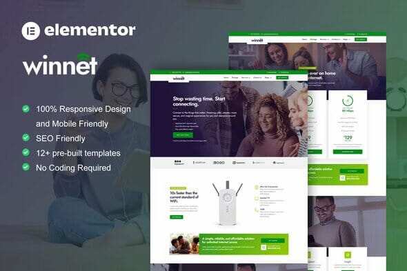 WinNet – Broadband & Internet Service Provider Elementor Template Kit