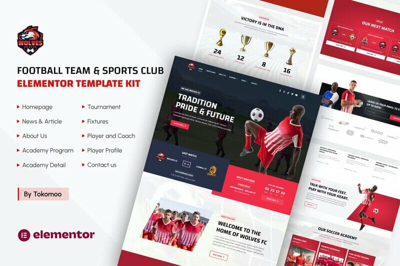 Wolves – Football Team & Sports Club Elementor Template Kit