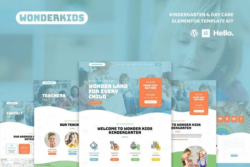 Wonderkids - Kindergarten & Children Day Care Elementor Template Kit