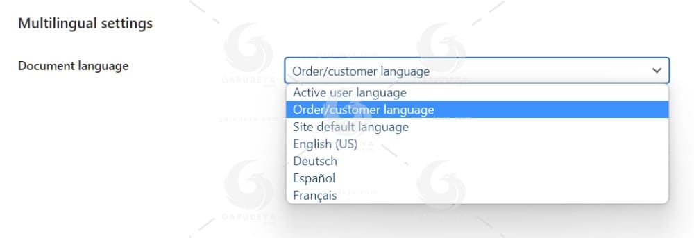 WooCommerce PDF Invoices and Packing Slips setting