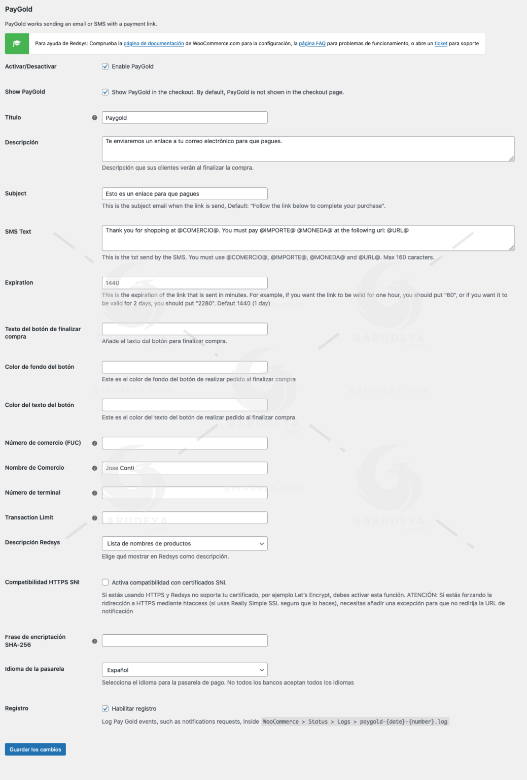 PayGold Settings