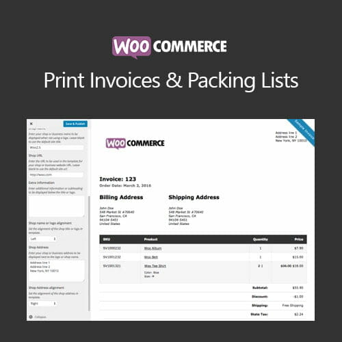 Woocommerce Print Invoices Packing List