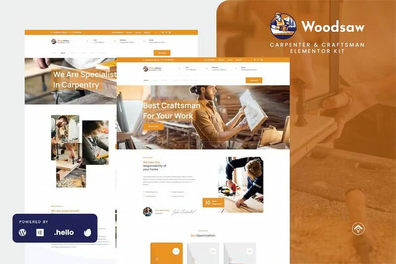 Woodsman – Carpenter & Craftsman Elementor Template Kit