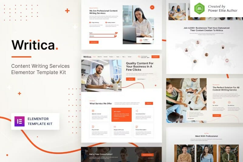 Writica – Content Writing Services Elementor Template Kit