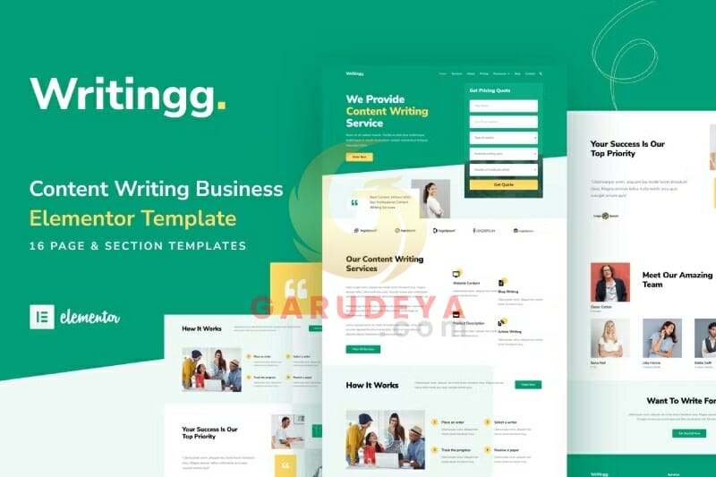 Writingg - Content Copywriting Services Elementor Template Kit