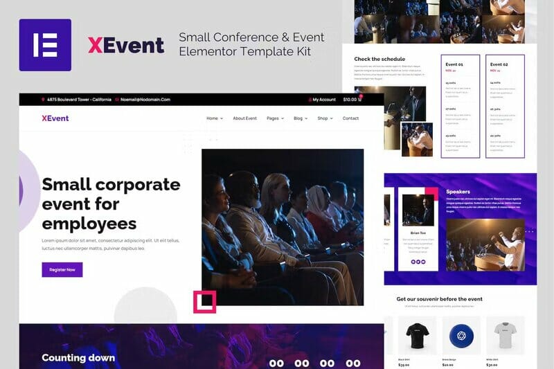 XEvent - Small Conference & Event Elementor Template Kit