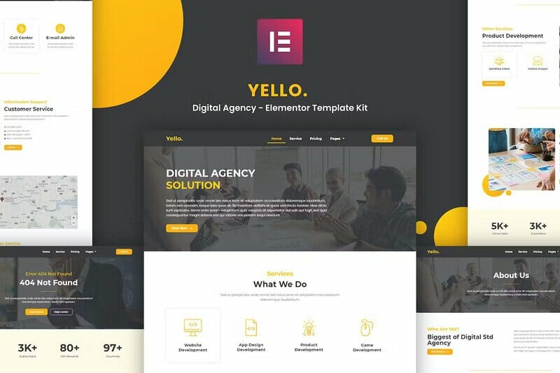 Yello – Digital Agency Elementor Template Kit