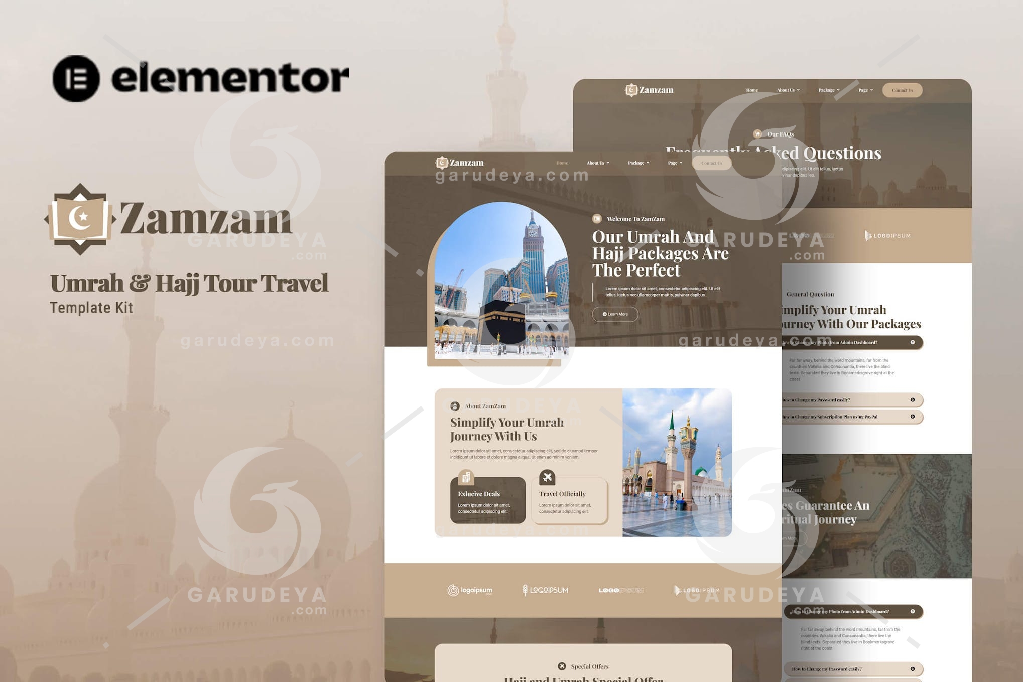 Zamzam – Umrah & Hajj Tour Travel Elementor Template Kit