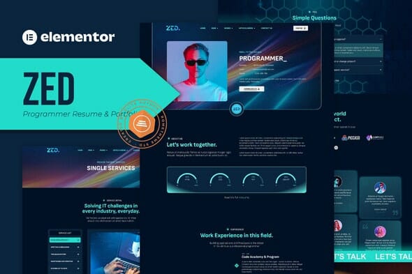 Zed – Programmer Resume & Portfolio Elementor Template Kit