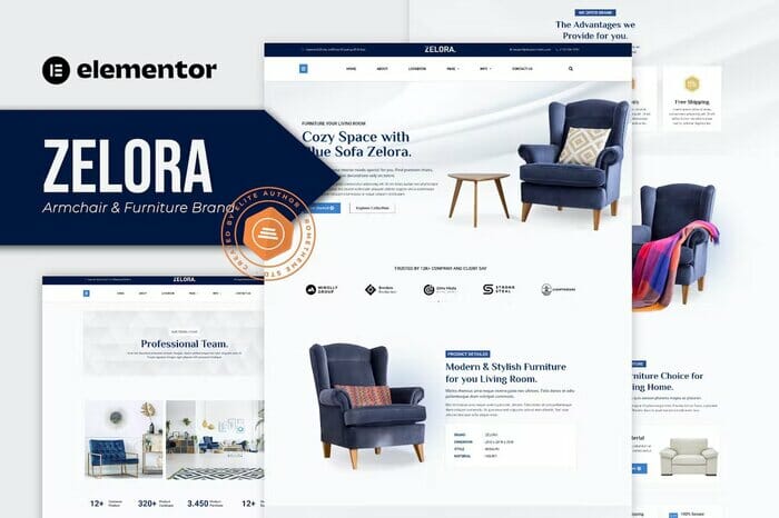 Zelora – Armchair & Furniture Brand Elementor Template Kit