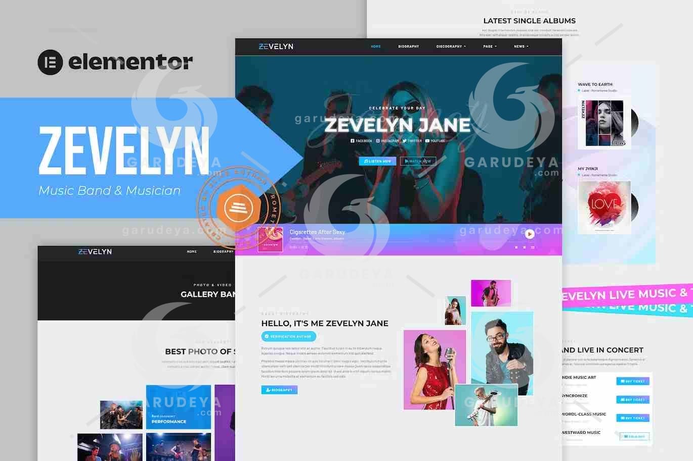 Music Band & Musician Elementor Tempate Kit – Zevelyn