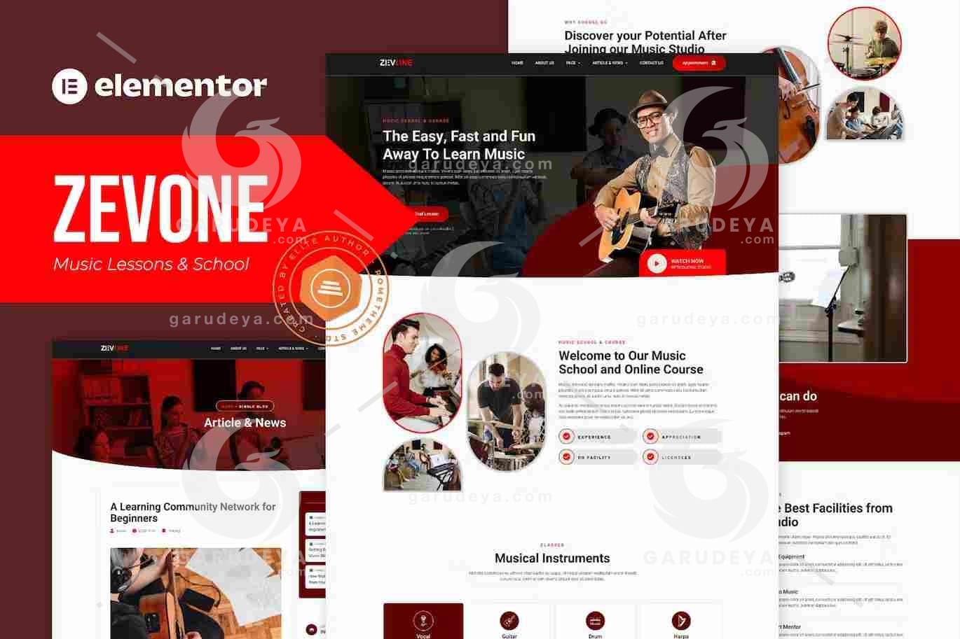 Zevone – Music Lessons & School Elementor Template Kit