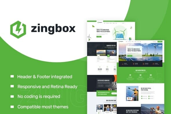 Zingbox – Wind & Solar Energy Elementor Template Kit