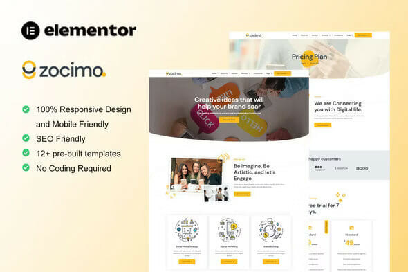 Zocimo – Social Media Marketing Agency Elementor Template Kit