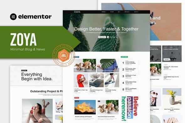 Zoya – Minimal Blog Elementor Template Kit