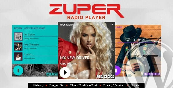 Zuper – Shoutcast and Icecast Radio Player With History – WordPress Plugin