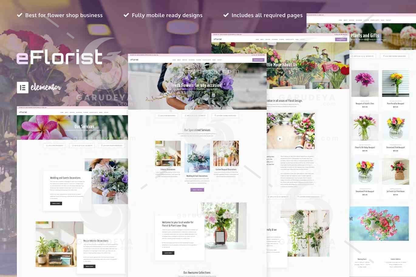 eFlorist – Flower Boutique & Decoration Elementor Template Kit