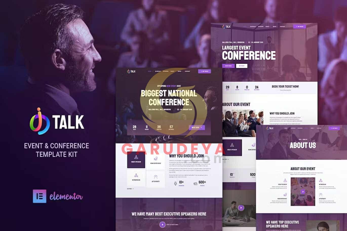 Conference Event Kit iTalk – Event & Conference Elementor Template Kit | Garudeya.com