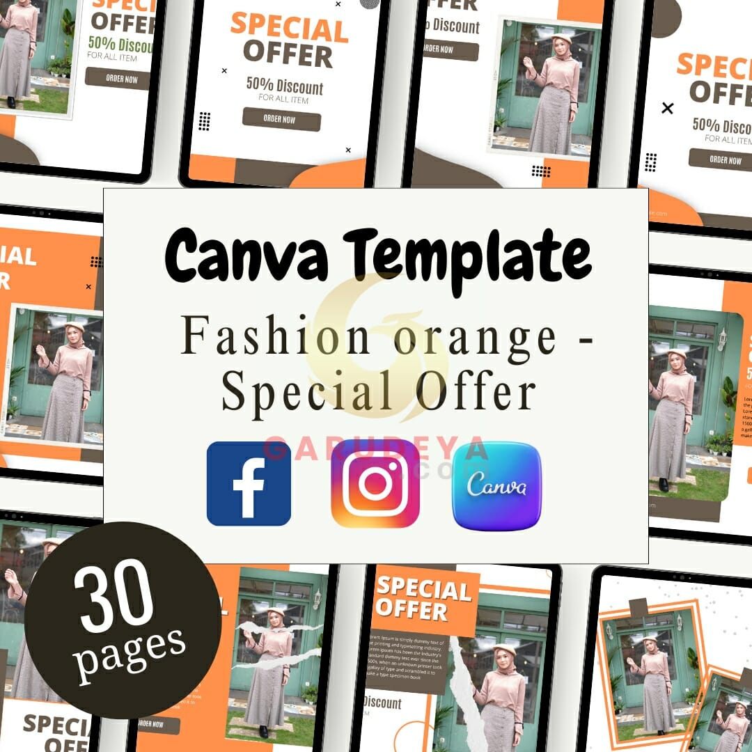 Editable Canva Template – Fashion orange – Special Offer – instagram post template