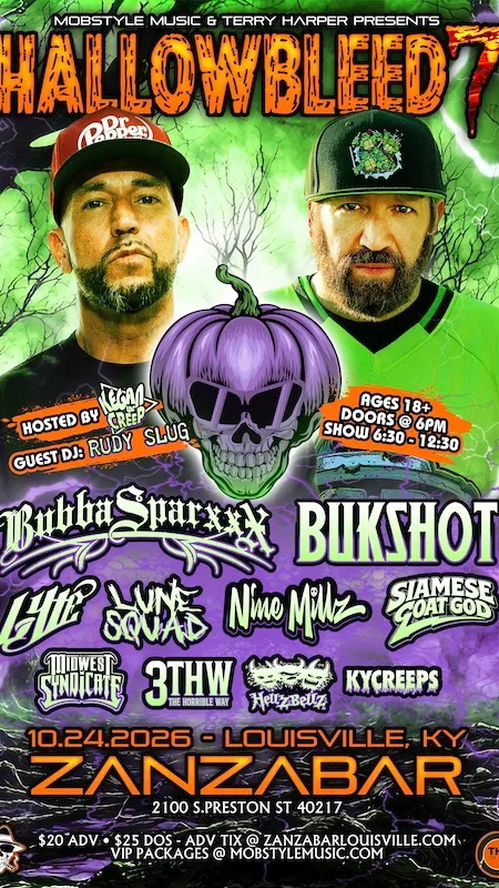 Hallowbleed 7 ft. Bubba Sparxxx & Bukshot w/ Lyte, Lune Squad, Nine Millz, Siamese Goat God, Midwest Syndicate, 3THW The Horrible Way, Hellz Bellz, and KY Creeps