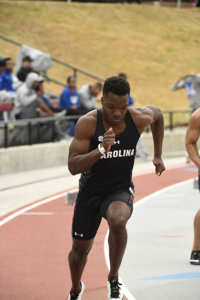 Darrell Singleton Jr. in action at the Gamecock Invitational | April 7, 2018 | Photo by Allen Sharp