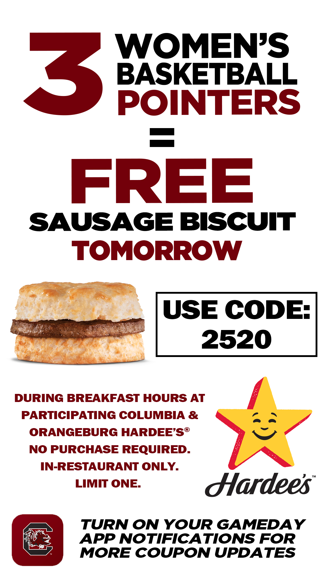 Hardees Free Sausage Biscuit Graphic