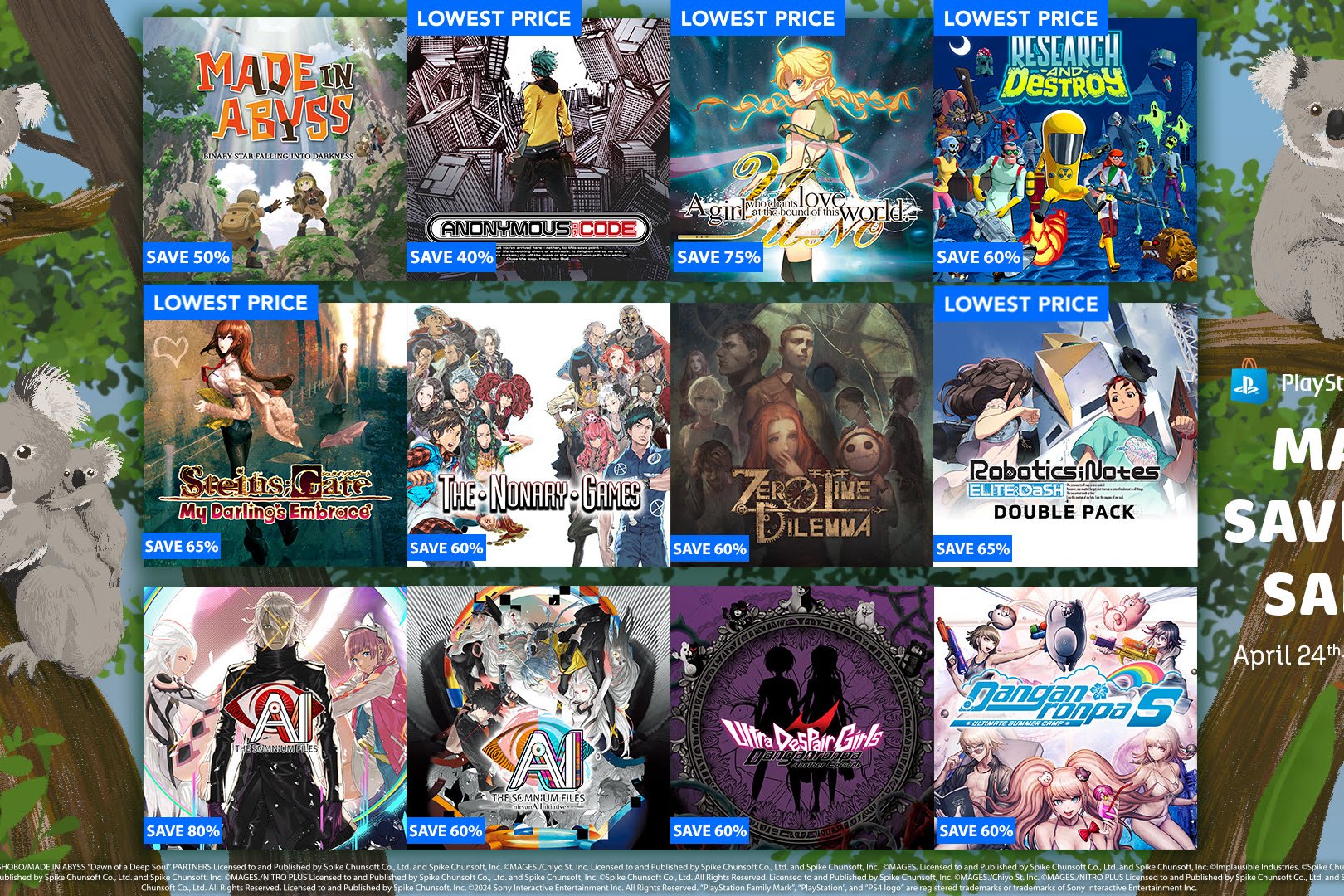 Spike Chunsoft PlayStation Spring Sale