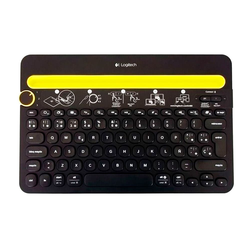 TECLADO K480 Logitech Español Bluetooth Compatible Win-Mac-Android MultiDispositivo FLOW Soporte Garantía 2Años-NEGRO - Periféricos