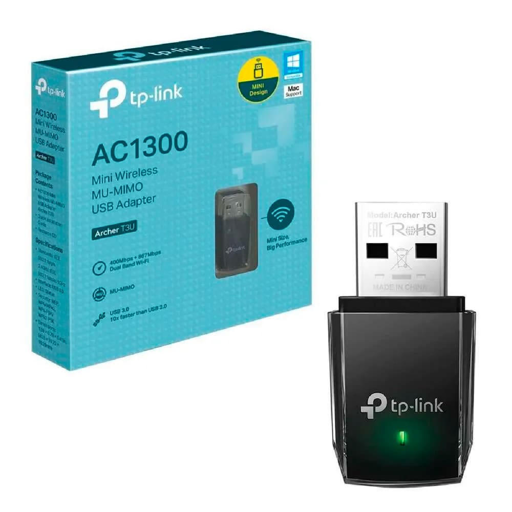 Tarjeta de Red mini USB TPLINK - Inalambrica Doble Banda AC1300 - Componentes