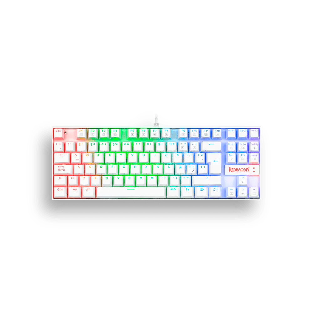 Teclado Redragon Kumara K552W-RGB-SP Blanco Swth Rojo - Teclados Gamer