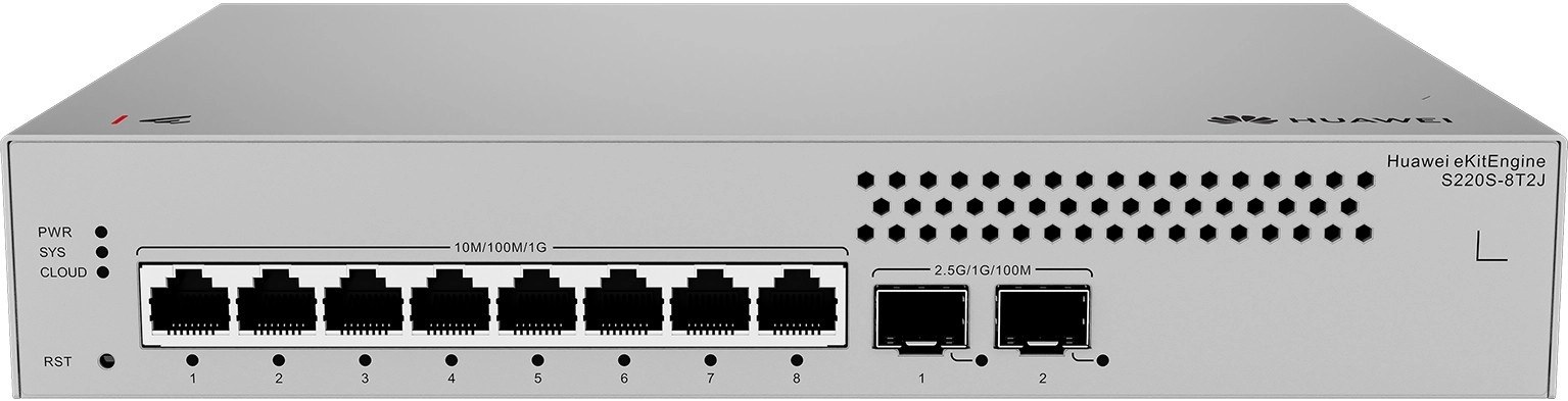 Switch HUAWEI Administrable 8 puertos capa 2 No Poe S220S-8T2J,S220S-8T2J,S220S-8T2J (8*10/100/1000BASE-T ports, 2*2.5GE SFP ports, built-in AC power, Fanless) 2 años de garantia - Componentes - Imagen 2
