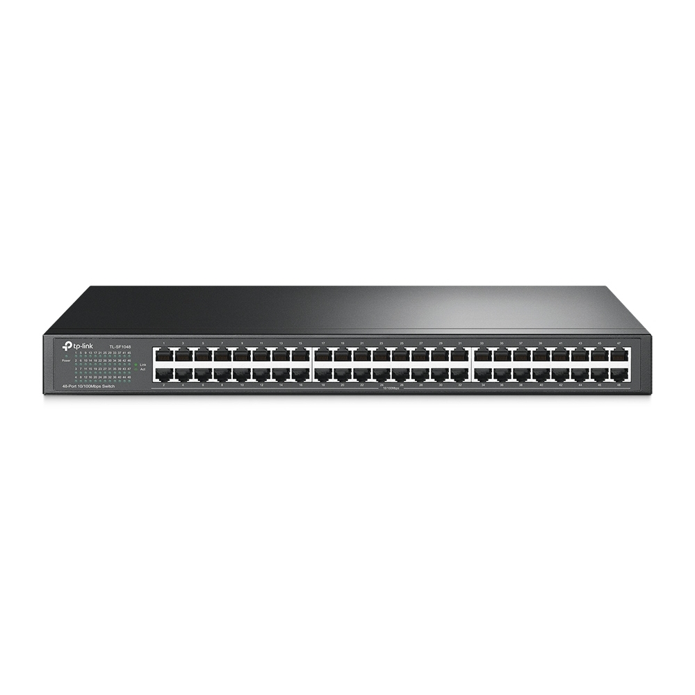Switch TP-LINK NO Administrable 48 Puertos RJ45 10/100 Mbps Para Rack COLOR Negro - Componentes