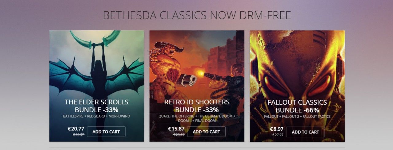 I classici Bethesda senza DRM scontati su GoG