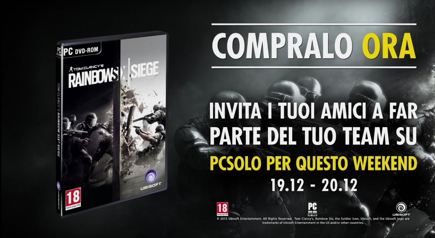 Annunciato il programma "Porta un amico" per Rainbow Six Siege PC