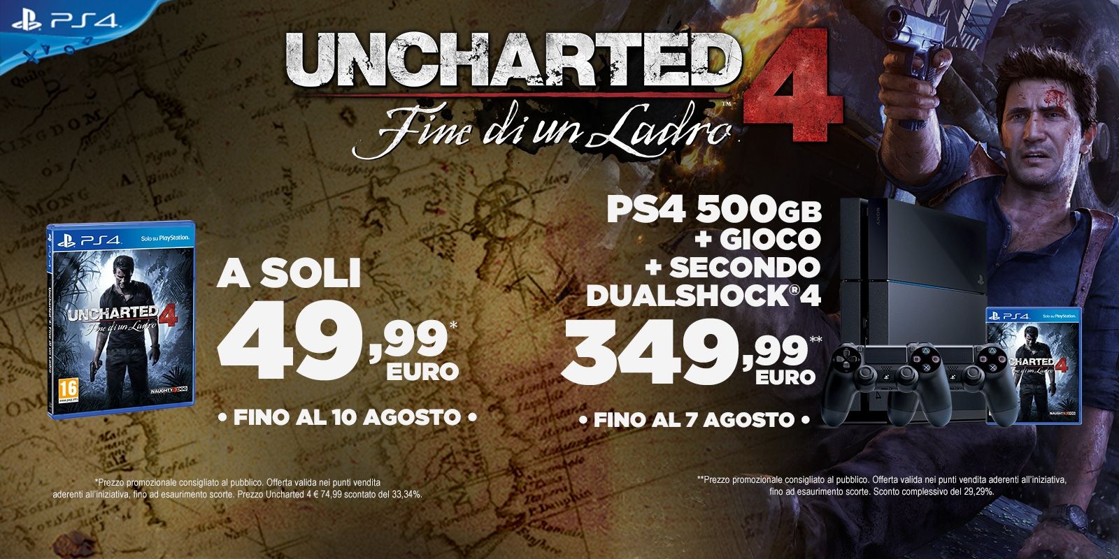 Uncharted 4 e Bundle Ps4 scontatissimi per un breve periodo