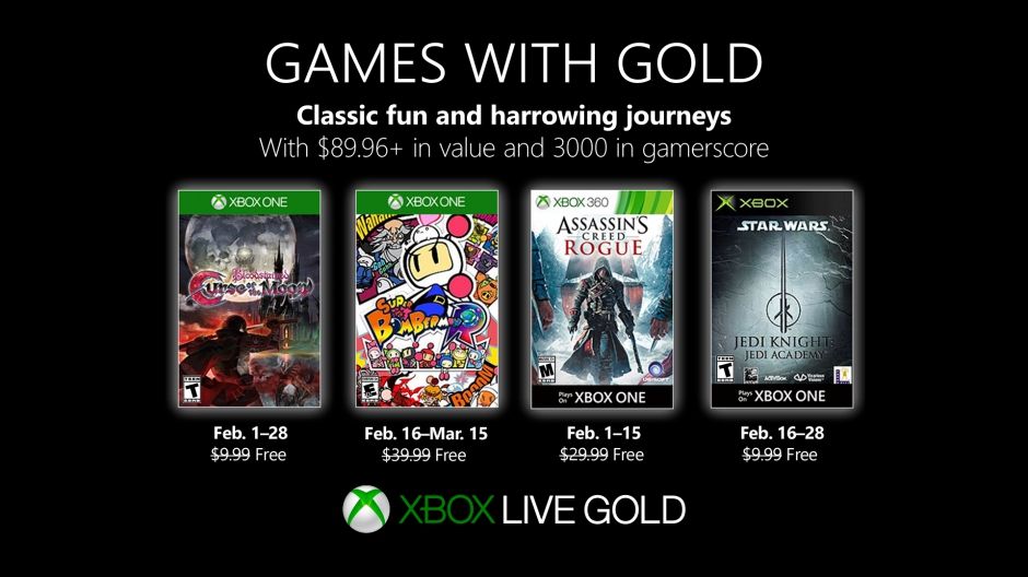 Annunciati i Games With Gold di Febbraio