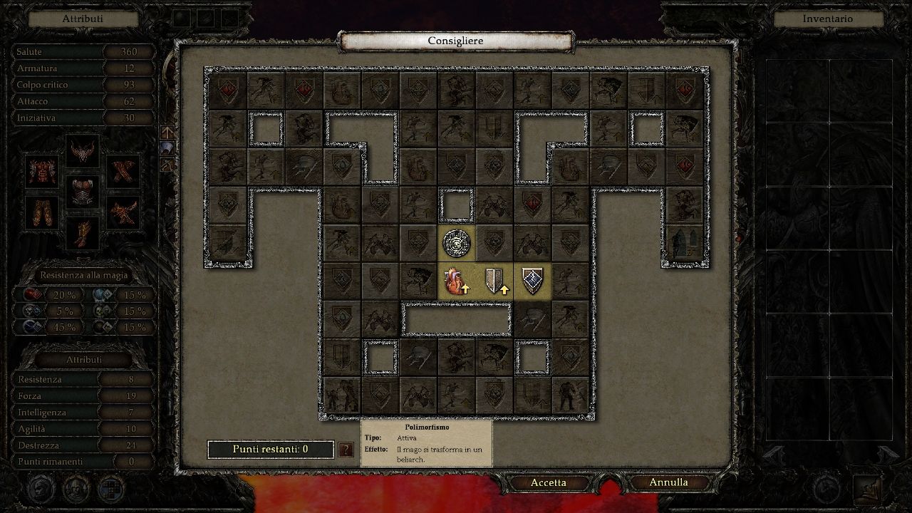 I progressi delle abilit&agrave; nostri eroi avvengono attraverso questo schema a "mosaico"