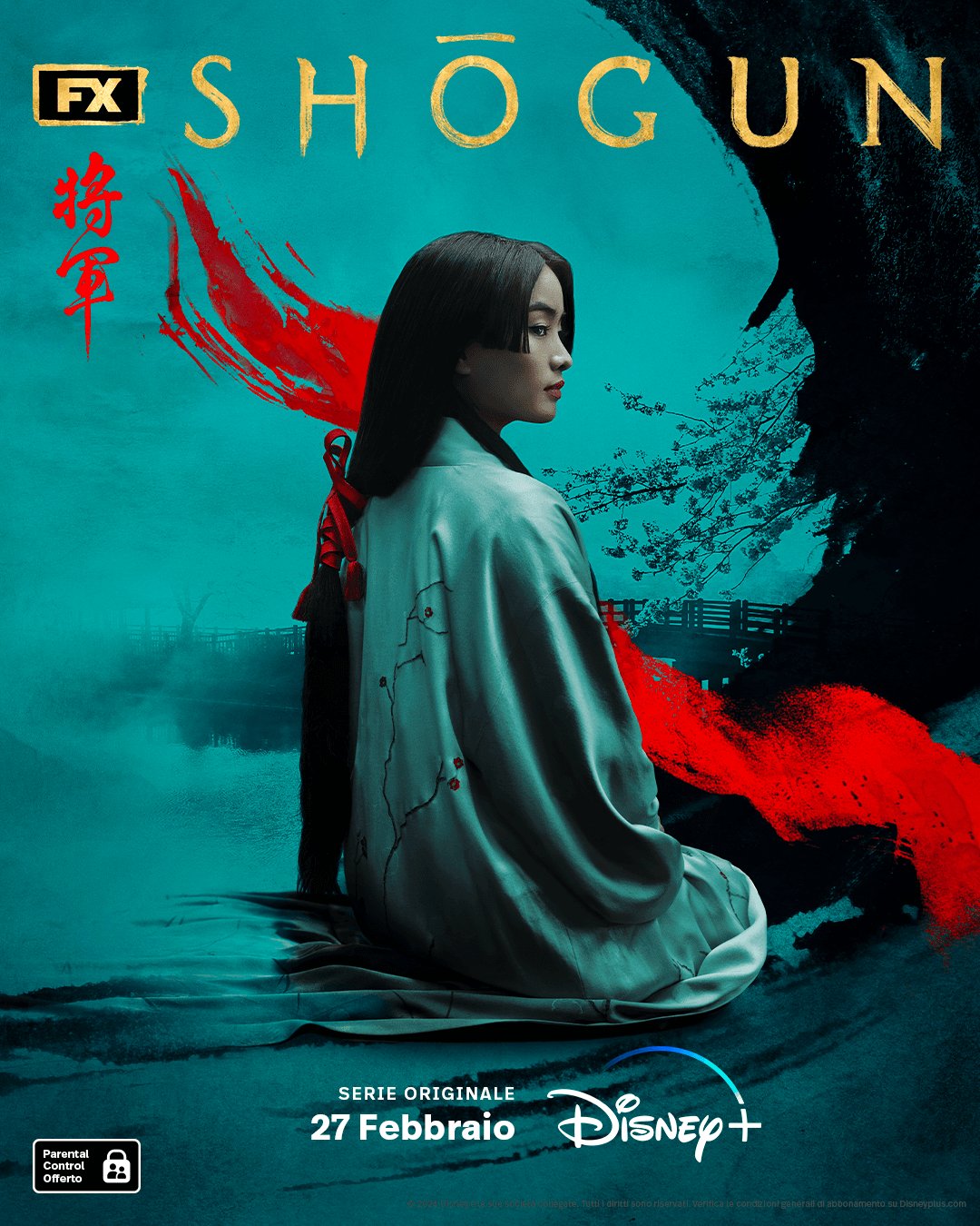 Il poster di Shōgun con Anna Sawai. Crediti: Disney+/FX.