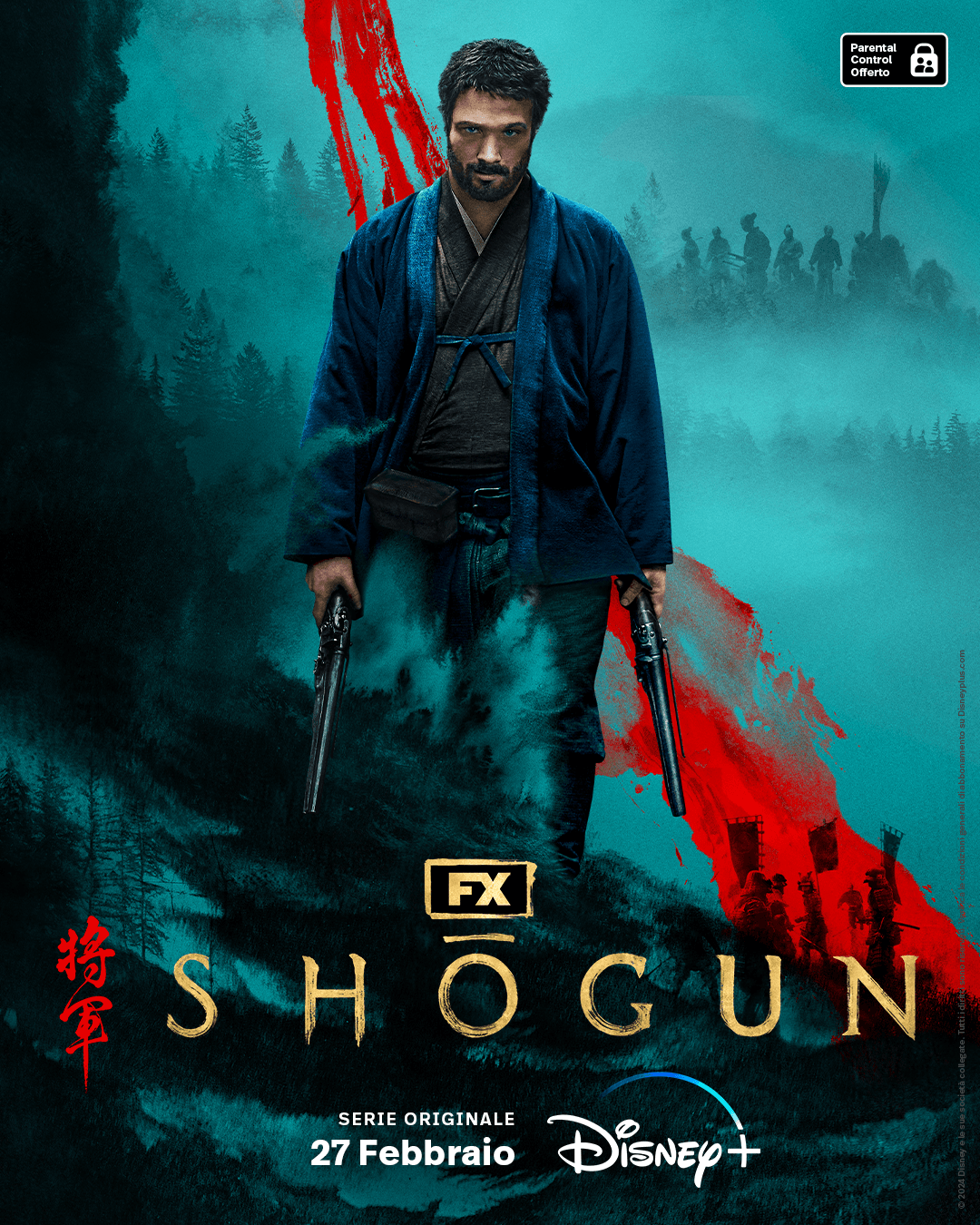 Il poster di Shōgun con Cosmo Jarvis. Crediti: Disney+/FX.