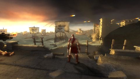 Dalle mura osserviamo la flotta Persiana in avvicinamento... ma é veramente una PSP?
