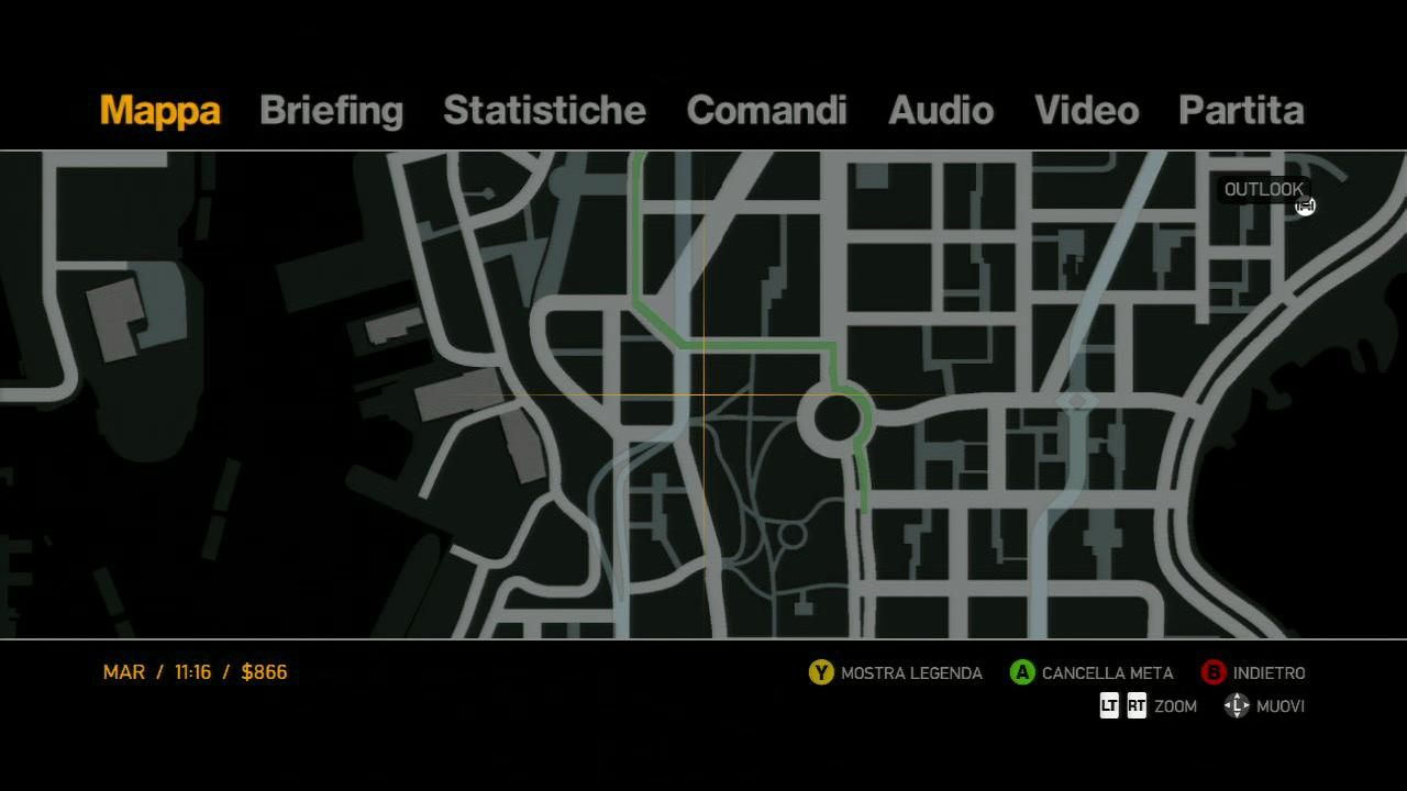 Ecco la mappa di Liberty City, con tanto di possibilità di poter fissare liberamente i punti da raggiungere con il nostro navigatore satellitare.