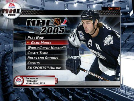 Il men&ugrave; principale di NHL 2005