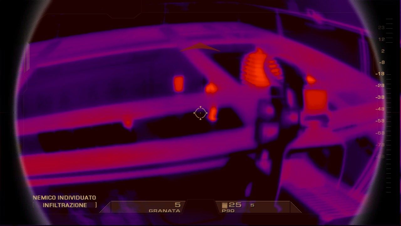 Così come Sam Fisher, anche i Rainbow possiedono gadget mica da ridere. In questo caso una microcamera è stata piazzata sotto una porta per spiare i movimenti avversari.
