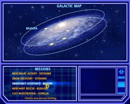 Sulla mappa galattica potrete scegliere quale missione affrontare.